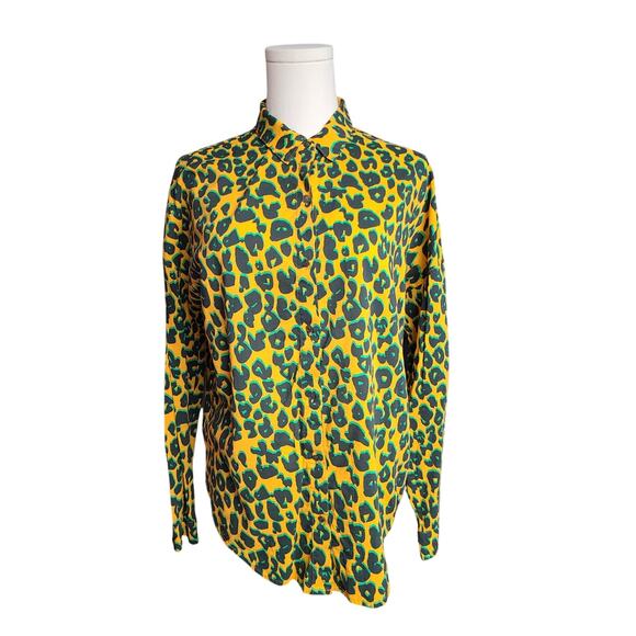 Scotch & Soda Bright Neon Leopard Print Button Up - Picture 1 of 7